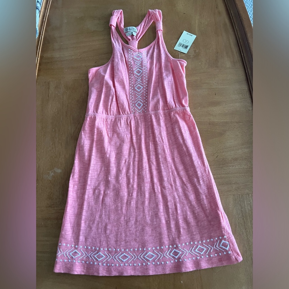 Lucky Brand Girls Large Peach Sundress with beige/white detailing